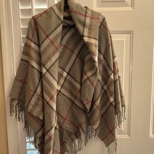 Pottery Barn Plaid blanket wrap in Red, Gray, and Tan